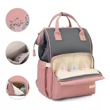 Mochila Maternidade Lequeen Bolsa Bebê Mamãe Multifuncional Cor Rosa-cinza