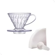 Cafeteira Tipo Hario V60-01 Suporte Colher E 40 Filtros