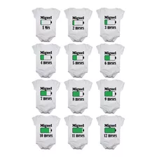 Body Mesversario Kit 12 Bodies Personalizados Com Nome Bebê
