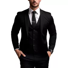 Terno Slim Kit De Luxo Completo - Calça + Blazer + Colete 