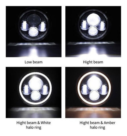 Par 7 H4 Faros De Led Drl Ojos ngel Wrangler Jeep Vocho Foto 8