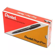 Pentel® Sign Pens®, Punta Fina, 0.079 in, Barril Negro, .