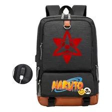 Mochila De Estudante Usb Estampada Naruto Para Homens E Mulh