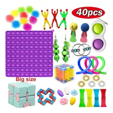 40 Peças/conjunto Pop It Fidget Relief Toy Kit