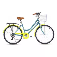 Bicicleta Dama Aro 26 Urbana 6 Velocidades Verde Best