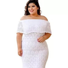 Vestido Plus Size Longo Festa Branco Cores Trico Blogueira 
