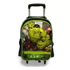 Mochila Infantil Escolar Hulk Super Herois Bolsa Rodinhas