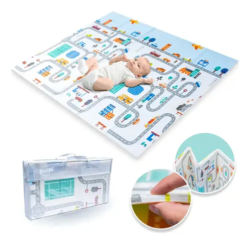Tapete Infantil Macio Portátil Dupla Face 1cm Yuupi Cinza