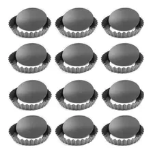 Pack 12 Moldes Tartaleta Desmontable Tarta Individual 10,5cm Gris