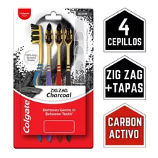 Cepillos De Dientes Colgate Zig Zag Carbon X4 + Protectores