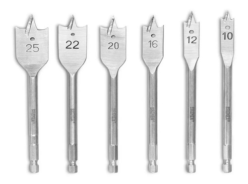 Set Mecha Pala Paleta Para Madera 6pzas 10-25mm Bremen 7616