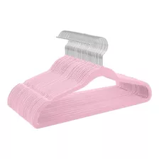 Kit 100 Cabides Veludo Infantil Slim Ultrafino Rosa