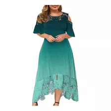 Vestido C Mujer Elegante Casual Ab786 Estampado Tallas Grand