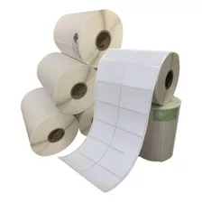 10 Rolos Etiqueta Adesiva Couche 50x30 (mm) 2 Colunas Branca Cor Branco