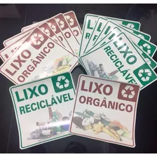 Adesivo Lixo Reciclável E Lixo Orgânico 20x20cm Kit 10 Peças