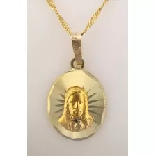Medalla Oro Macizo De 10k Sagrado Corazon Diamantada R 13