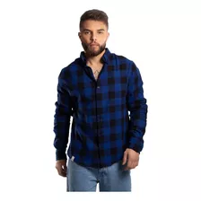 Camisa Xadrez Azul Flanela Masculina Manga Longa