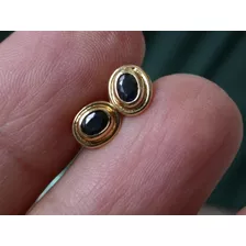 Luli Caravanas Oro 18k Zafiro Azul Oval Cierre Rosca