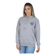 Moletom Feminino Algodão Blusa De Frio Canguru Coração Heart