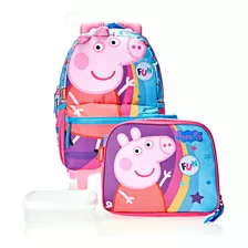 Mochila De Rodinhas Infantil Para Meninas Peppa Pig Média Plus Core Sestini