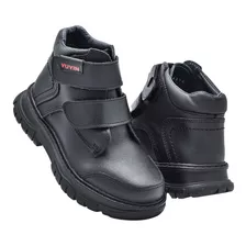 Zapato Bota Niño Yuyin 22141 Piel Negro Escolar 22 Al 27