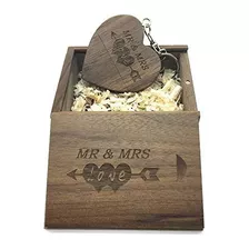 Lxsino Memoria Usb De Madera Con Grabado Laser Mr Y Mrs 32