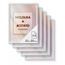 5 Molduras A4 21x30 C/ Acetato Diploma Porta-retrato Fotos