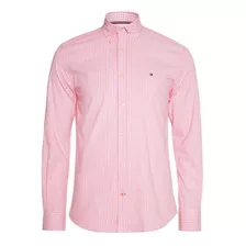 Camisa Tommy Hilfiger Masculina Xadrez Gingham Branca/rosa