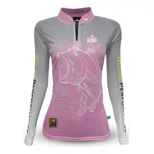 Camisa De Pesca Feminina King Tucunare Rosa C Proteção Solar