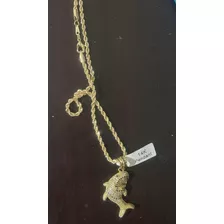 Cadena Con Baño De Oro Y Grafe 14k Encrustado