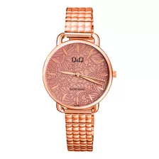 Reloj Q&q Qyq Flowers Qc27j201 Cuadritos Acero + Estuche