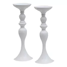 2 Candelabros De Metal Blanco Candelabros