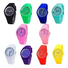 Cdybox Men Women Kids Reloj Deportivo Analogico Jelly Colorf