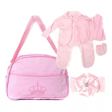 Bolsa Maternidade Rosa Com Pagão E Acessórios Para Bebê Rn