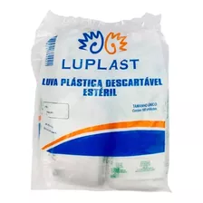 Luva Plástica Estéril Descartável Luplast - 100 Unidades 