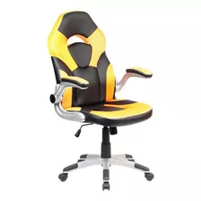 Sillón Ads Gamer Brandon Reclinable Color Amarillo Material Del Tapizado Curpiel