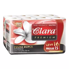 Papel Higiênico Folha Dupla 30m Com 16 Rolos Clara Premium