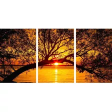 Quadro Decorativo Praia Mar Pôr Do Sol Para Sala Paisagem