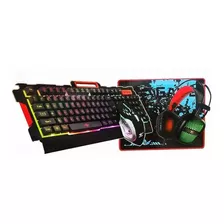 Kit Gamer Yelandar 4 En 1 Jx-k58 Teclado Audífono Mouse Pad 