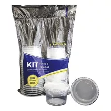 Kit Pote Descartável Redondo C/ Tampa 500ml - 75 Unids