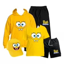 Conjunto Pantalon-poleron / Polera-short + Gorro Bob Esponja