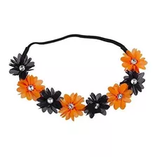 Lux Accesorios Negro N Naranja Rhinestone Halloween Gasa Flo