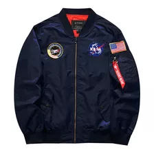 Chaqueta Corta Viento Piloto Bombardero Azul Navy Vuelo Nasa