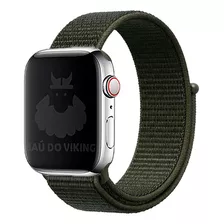 Pulseira Nylon Loop Compatível Com Apple Watch 41mm 45mm Cor Verde-militar Largura 45 Mm