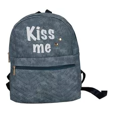 Mochila Backpack Para Dama Lulu Tipo Mezclilla Frase Kiss Me
