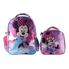 Set Mochila De Satin Con Lonchera Minnie 14 