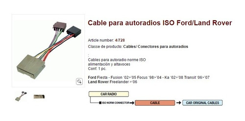 Cable Arns De Estereo Para Ford Radio 4500 Rds Foto 3