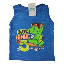 Musculosa Bebe Remera Nene Dinosaurio Anteojos Algodon