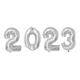 Kit 4 BalÃ£o Metalizado 2023 NÃºmero 70cm Prata - Ano Novo