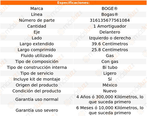 1- Amortiguador Gas Delantero Izq/der Neon 95/99 Boge Bogas Foto 2